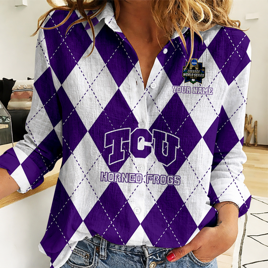 [FLASH SALE] NEW CUSTOMIZED | NCAA CWS14 THF TC HORNED FROGS WOMEN CASUAL SHIRT FOR FAN