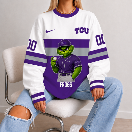 [FAN FAVORITE] NEW CUSTOMIZED NCAA CWS14 THF TCU HORNED FROGS UNISEX SWEATSHIRT