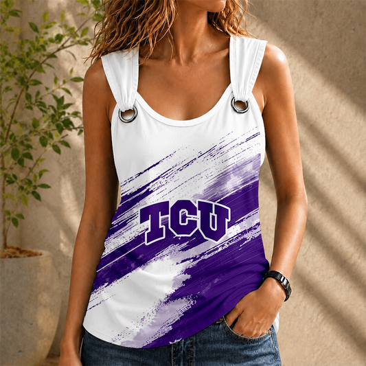 [FAN FAVORITE] NEW CUSTOMIZED NCAA CWS14 THF TCU HORNED FROGS O-RING SHOULDER TANK TOP