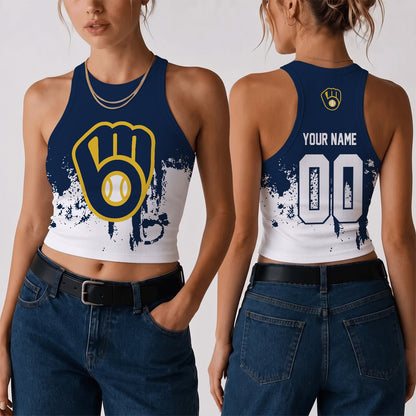 [FLASH SALE] NEW CUSTOMIZED MLB15 MBS THE BREWERS WOMEN'S CROP TOP