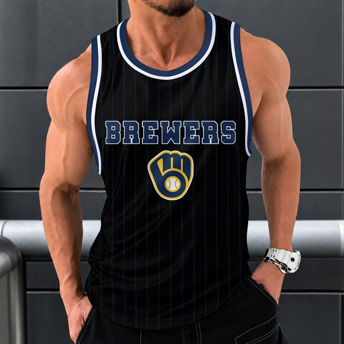 [FLASH SALE] NEW CUSTOMIZED MLB15 MBS MILWAUKEE BREWERS UNISEX TANK TOP