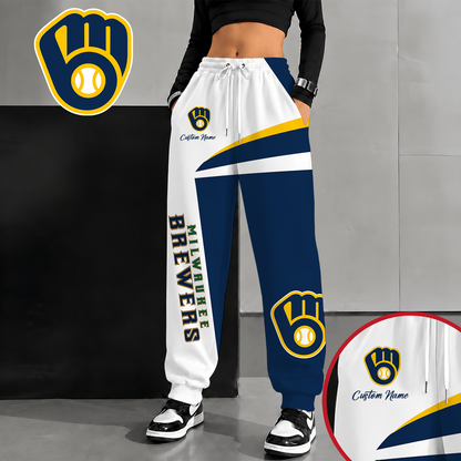 [FLASH SALE] NEW CUSTOMIZED MLB15 MBS MILWAUKEE BREWERS SWEATPANTS