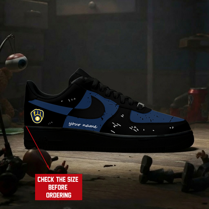 [FLASH SALE] NEW CUSTOMIZED MLB15 MBS MILWAUKEE BREWERS AF1 SHOES
