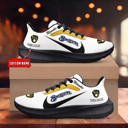 [FLASH SALE] NEW CUSTOMIZED MLB15 MBS MILWAUKEE BREWERS ROAD RUNNING SHOES