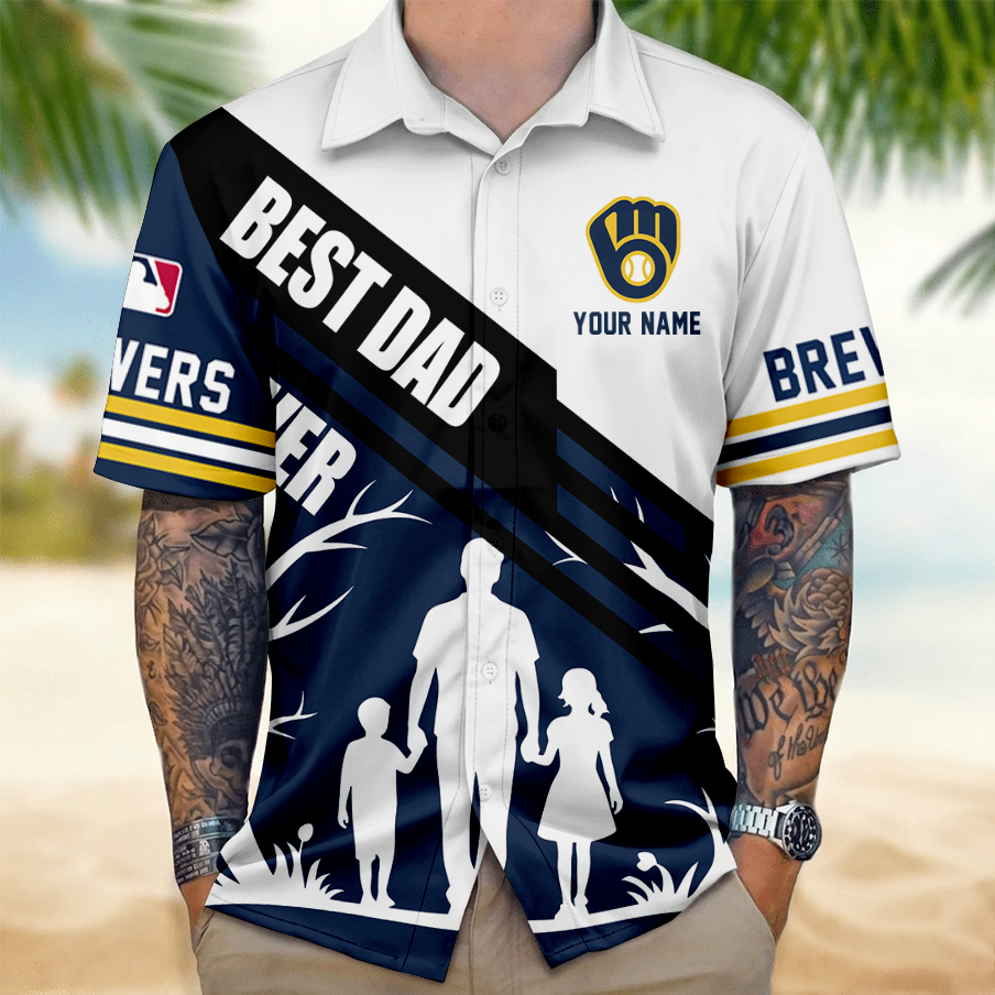 [FLASH SALE] NEW CUSTOMIZED MLB15 MBS MILWAUKEE BREWERS UNISEX HAWAIIAN SHIRT