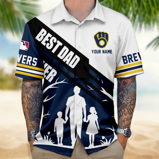 [FLASH SALE] NEW CUSTOMIZED MLB15 MBS MILWAUKEE BREWERS UNISEX HAWAIIAN SHIRT