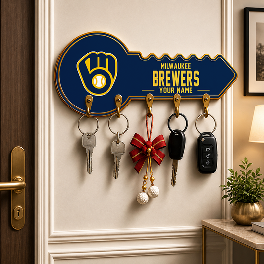 [FLASH SALE] NEW CUSTOMIZED MLB15 MBS MILWAUKEE BREWERS WALL KEY HOLDER FOR HOME