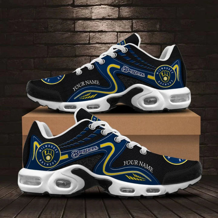 [FLASH SALE] NEW CUSTOMIZED MLB15 MBS MILWAUKEE BREWERS AIR MAX PLUS SNEAKERS