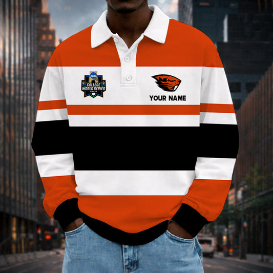 [FLASH SALE] NEW CUSTOMIZED NCAA CWS15 OGB OREGON STATE BEAVERS UNISEX LONG SLEEVE POLO