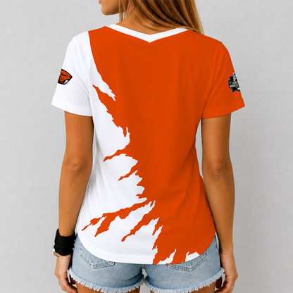 [FAN FAVORITE] NEW CUSTOMIZED NCAA CWS15 OGB OREGON STATE BEAVERS V-NECK FEMALE SHIRT