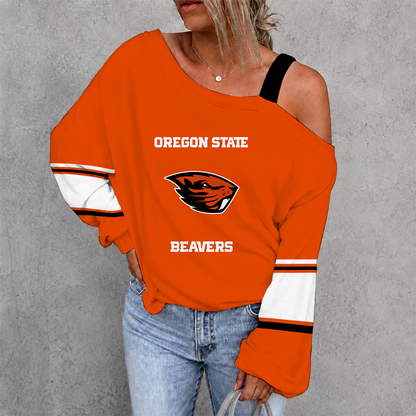 [FAN FAVORITE] NEW CUSTOMIZED NCAA CWS15 OGB OREGON STATE BEAVERS WOMEN'S OFF-SHOULDER LONG SLEEVE SHIRT