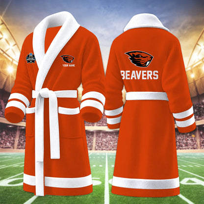 [FAN FAVORITE] NEW CUSTOMIZED NCAA CWS15 OGB OREGON STATE BEAVERS MULTICOLOR FLEECE BATHROBE