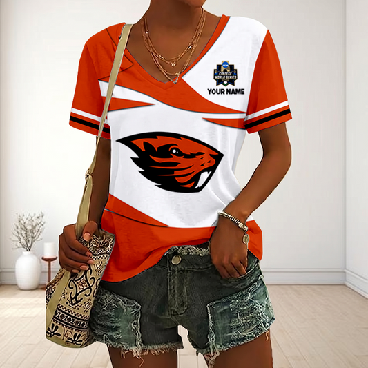 [FLASH SALE] NEW CUSTOMIZED | NCAA CWS15 OGB OG BEAVERS V-NECK FEMALE SHIRT