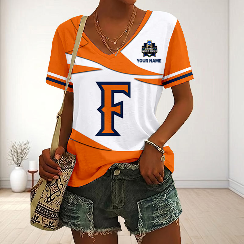 [FLASH SALE] NEW CUSTOMIZED | NCAA CWS16 CFT CS FULLERTON TITANS V-NECK FEMALE SHIRT
