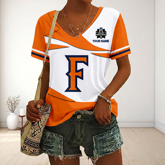 [FLASH SALE] NEW CUSTOMIZED | NCAA CWS16 CFT CS FULLERTON TITANS V-NECK FEMALE SHIRT