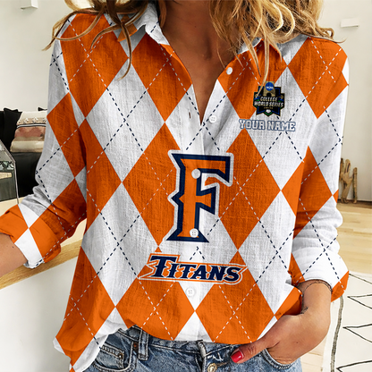 [FLASH SALE] NEW CUSTOMIZED | NCAA CWS16 CFT CS FULLERTON TITANS WOMEN CASUAL SHIRT FOR FAN