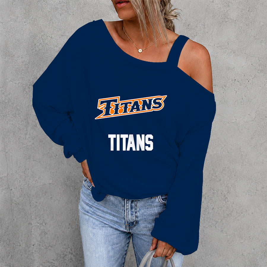 [FAN FAVORITE] NEW CUSTOMIZED NCAA CWS16 CFT CAL STATE FULLERTON TITANS WOMEN'S OFF-SHOULDER LONG SLEEVE SHIRT