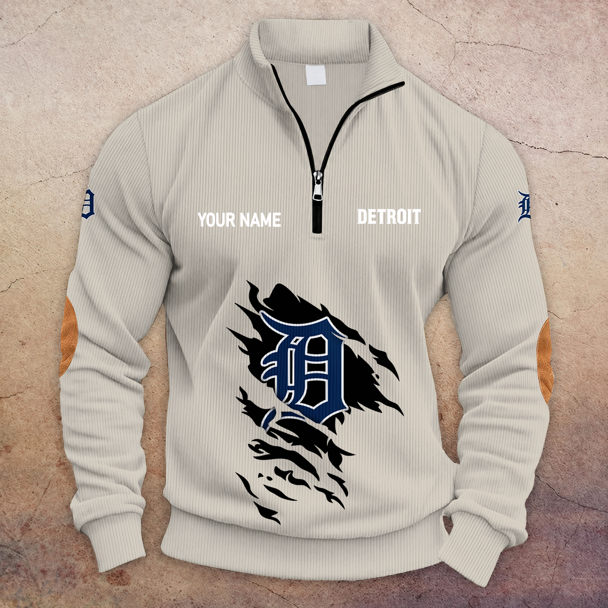 [FLASH SALE] NEW CUSTOMIZED MLB16 DTS DETROIT TIGERS MULTICOLOR STRIPED QUATER ZIP SWEATSHIRT