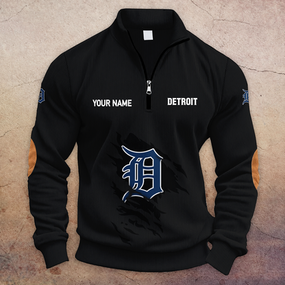 [FLASH SALE] NEW CUSTOMIZED MLB16 DTS DETROIT TIGERS MULTICOLOR STRIPED QUATER ZIP SWEATSHIRT