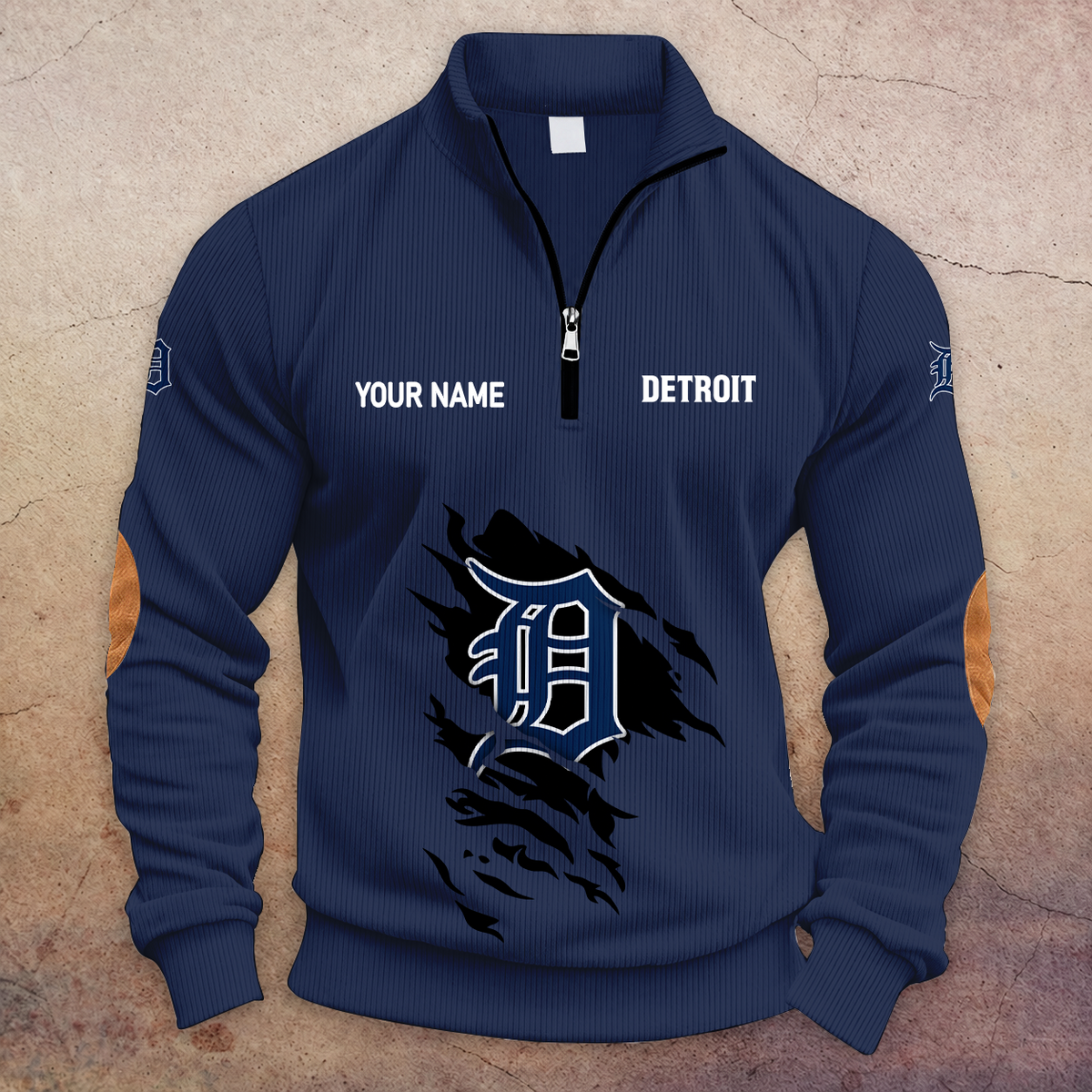 [FLASH SALE] NEW CUSTOMIZED MLB16 DTS DETROIT TIGERS MULTICOLOR STRIPED QUATER ZIP SWEATSHIRT