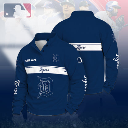 [FLASH SALE] NEW CUSTOMIZED MLB16 DTS DETROIT TIGERS QUARTER-BUTTON SWEATSHIRT