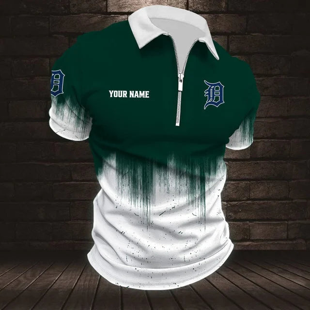 [FLASH SALE] NEW CUSTOMIZED MLB16 DTS DETROIT TIGERS ZIP POLO SHIRT
