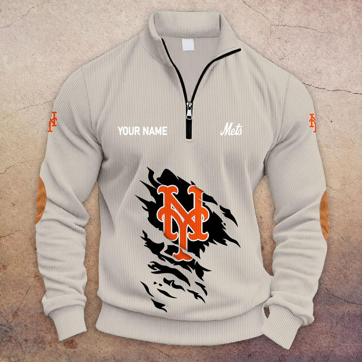 [FLASH SALE] NEW CUSTOMIZED MLB17 NYM NEW YORK METS MULTICOLOR STRIPED QUATER ZIP SWEATSHIRT