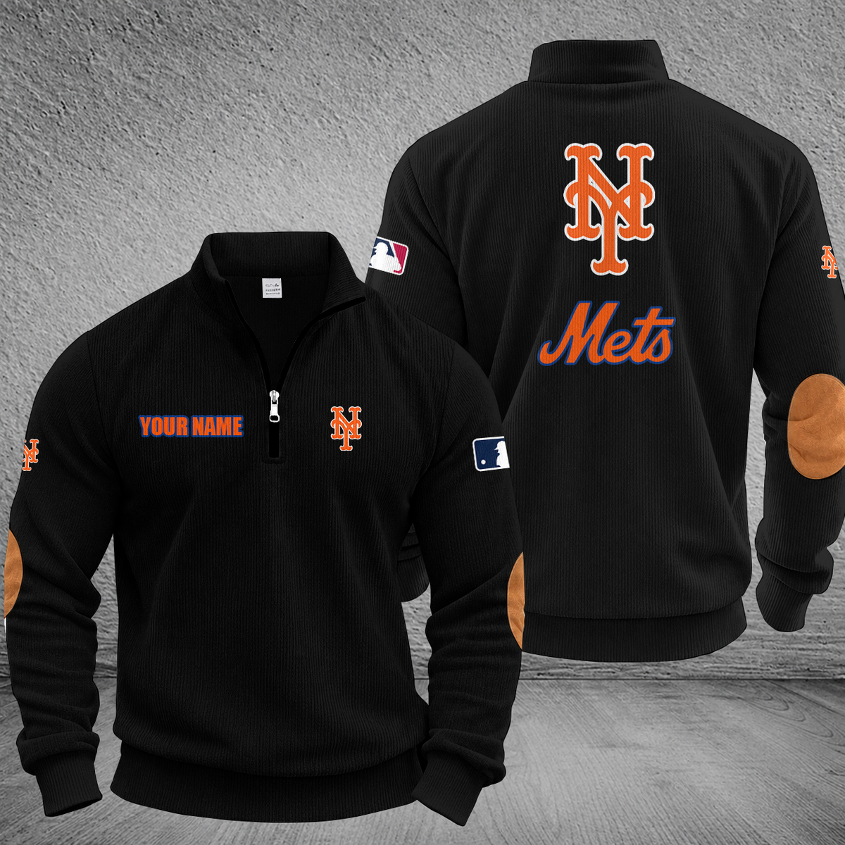 [FLASH SALE] NEW CUSTOMIZED MLB17 NYM NEW YORK METS MULTICOLOR STRIPED QUATER ZIP SWEATSHIRT