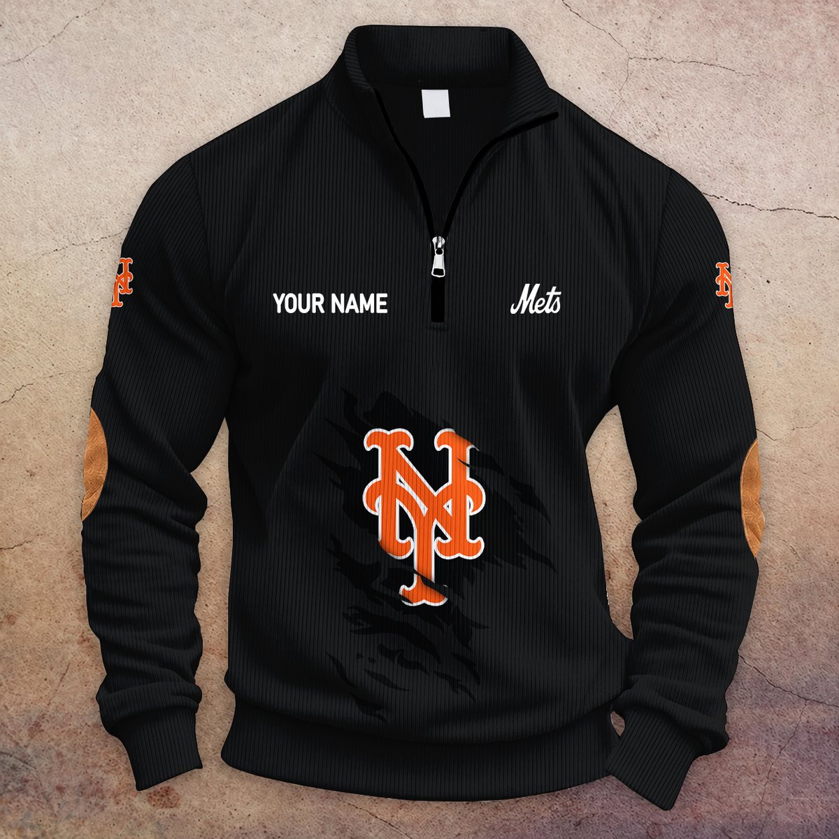 [FLASH SALE] NEW CUSTOMIZED MLB17 NYM NEW YORK METS MULTICOLOR STRIPED QUATER ZIP SWEATSHIRT