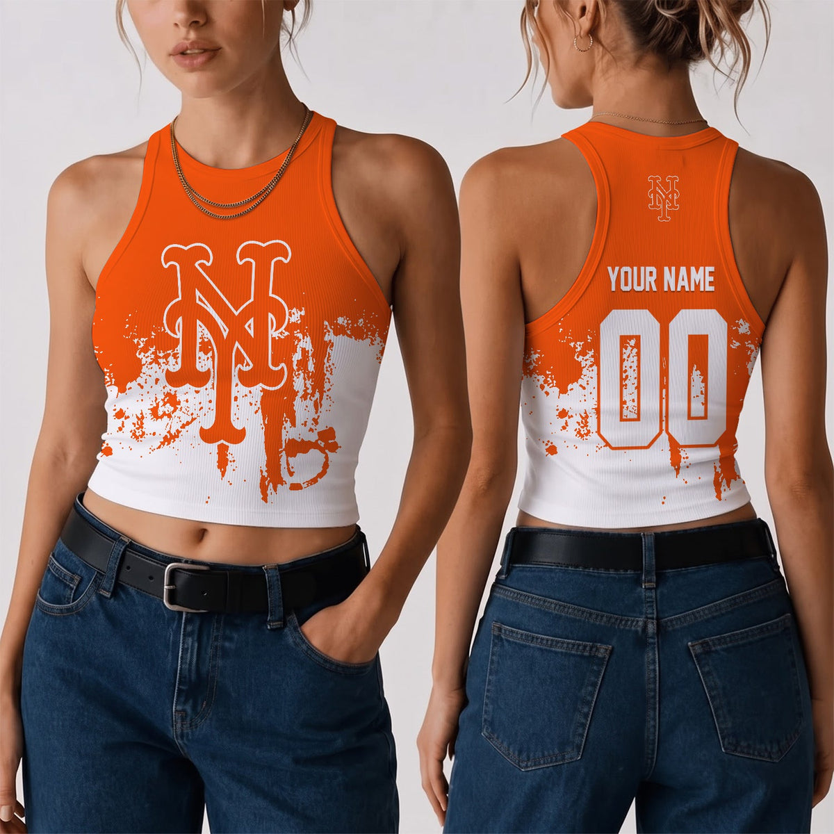 [FLASH SALE] NEW CUSTOMIZED MLB17 NYM THE METS WOMEN'S CROP TOP