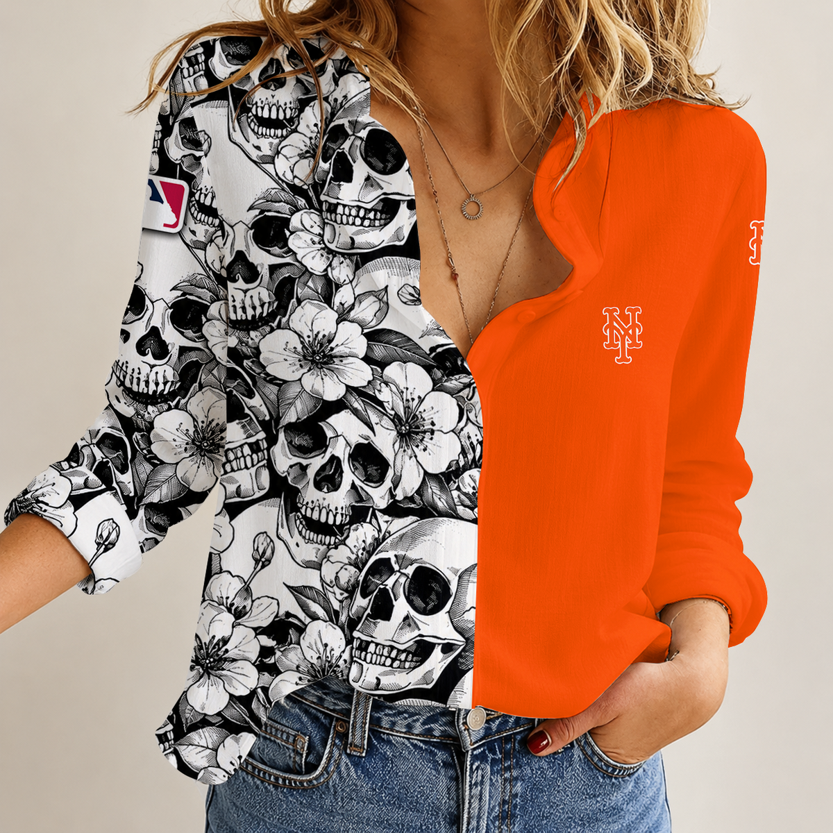 [FLASH SALE] NEW CUSTOMIZED MLB17 NYM NEW YORK METS WOMEN'S CASUAL SHIRT