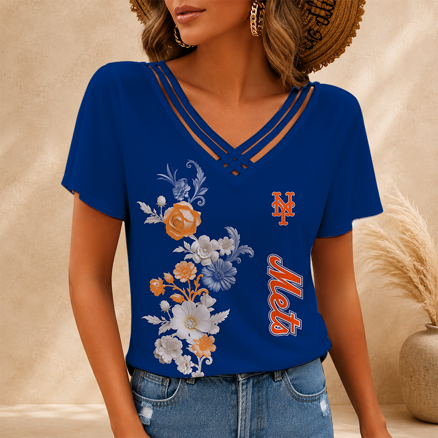 [FLASH SALE] NEW CUSTOMIZED MLB17 NYM NEW YORK METS V-NECK SHIRT