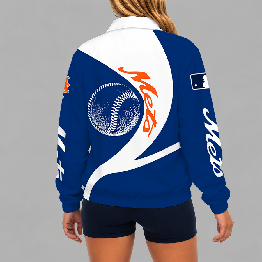 [FLASH SALE] NEW CUSTOMIZED MLB17 NYM NEW YORK METS V-NECK ZIPPER SWEATSHIRT JACKET