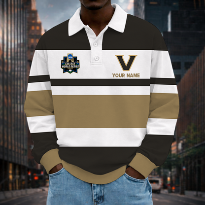 [FLASH SALE] NEW CUSTOMIZED NCAA CWS17 VDC VANDERBILT COMMODORES UNISEX LONG SLEEVE POLO