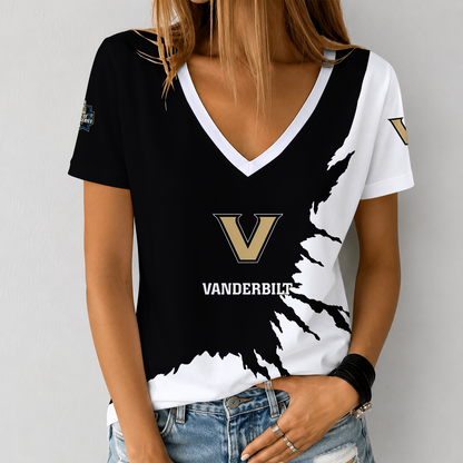[FAN FAVORITE] NEW CUSTOMIZED NCAA CWS17 VDC VANDERBILT COMMODORES V-NECK FEMALE SHIRT