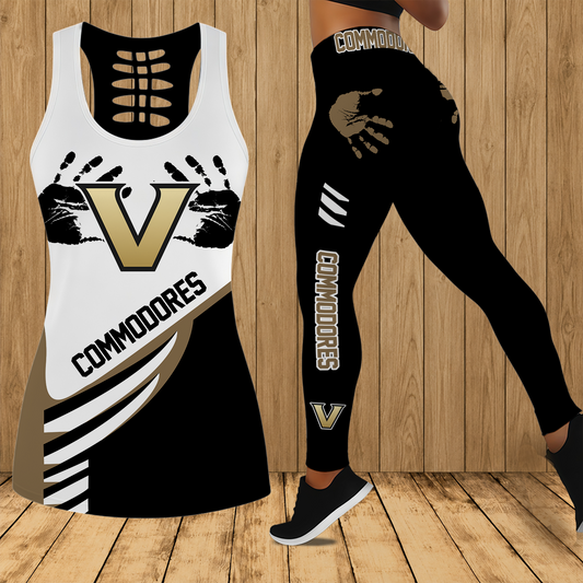 [FAN FAVORITE] NEW CUSTOMIZED NCAA CWS17 VDC VANDERBILT COMMODORES HOLLOW TANK TOP & LEGGINGS SET