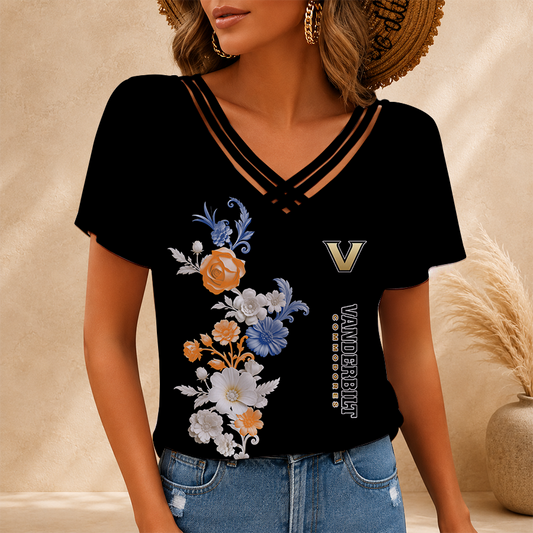 [FAN FAVORITE] NEW CUSTOMIZED NCAA CWS17 VDC VANDERBILT COMMODORES V-NECK SHIRT