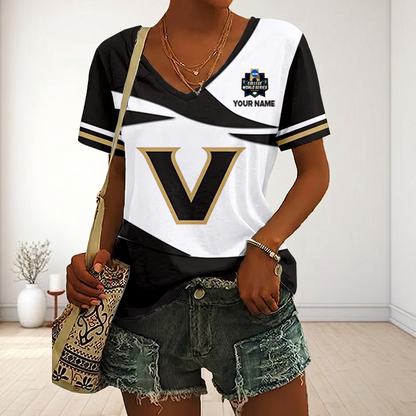 [FLASH SALE] NEW CUSTOMIZED | NCAA CWS17 VDC VD COMMODORES V-NECK FEMALE SHIRT