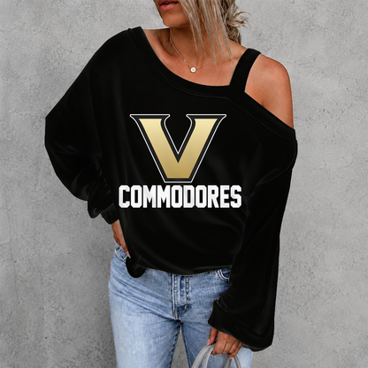 [FAN FAVORITE] NEW CUSTOMIZED NCAA CWS17 VDC VANDERBILT COMMODORES WOMEN'S OFF-SHOULDER LONG SLEEVE SHIRT