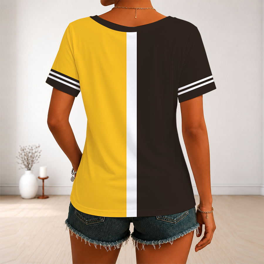 [FLASH SALE] NEW CUSTOMIZED MLB18 SDP SAN DIEGO PADRES V-NECK FEMALE SHIRT