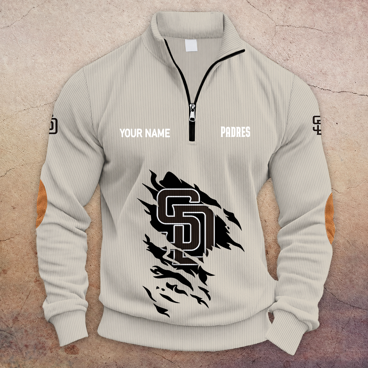 [FLASH SALE] NEW CUSTOMIZED MLB18 SDP SAN DIEGO PADRES MULTICOLOR STRIPED QUATER ZIP SWEATSHIRT
