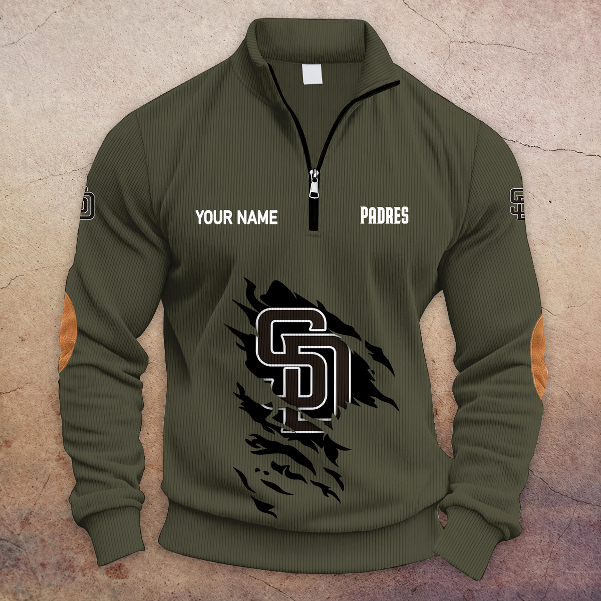 [FLASH SALE] NEW CUSTOMIZED MLB18 SDP SAN DIEGO PADRES MULTICOLOR STRIPED QUATER ZIP SWEATSHIRT