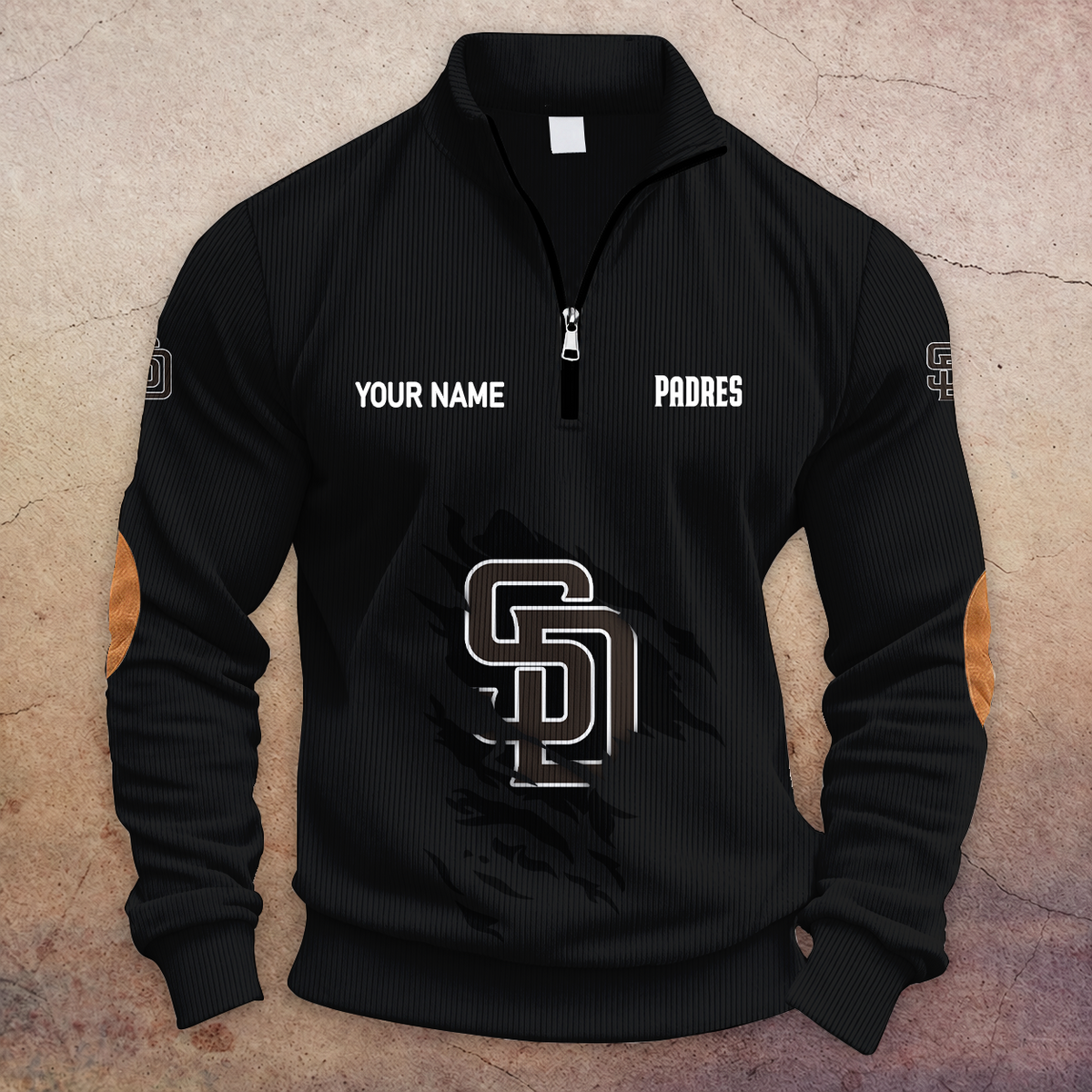 [FLASH SALE] NEW CUSTOMIZED MLB18 SDP SAN DIEGO PADRES MULTICOLOR STRIPED QUATER ZIP SWEATSHIRT