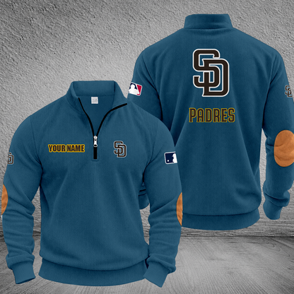 [FLASH SALE] NEW CUSTOMIZED MLB18 SDP SAN DIEGO PADRES MULTICOLOR STRIPED QUATER ZIP SWEATSHIRT