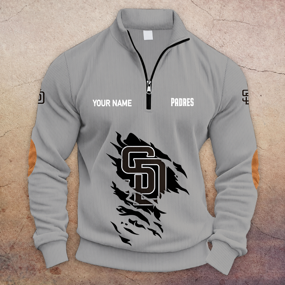 [FLASH SALE] NEW CUSTOMIZED MLB18 SDP SAN DIEGO PADRES MULTICOLOR STRIPED QUATER ZIP SWEATSHIRT