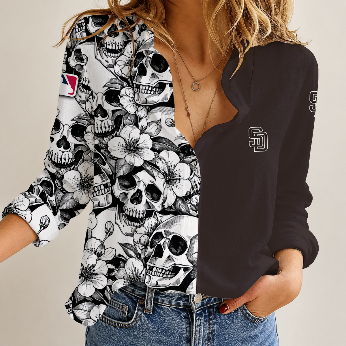 [FLASH SALE] NEW CUSTOMIZED MLB18 SDP SAN DIEGO PADRES WOMEN'S CASUAL SHIRT