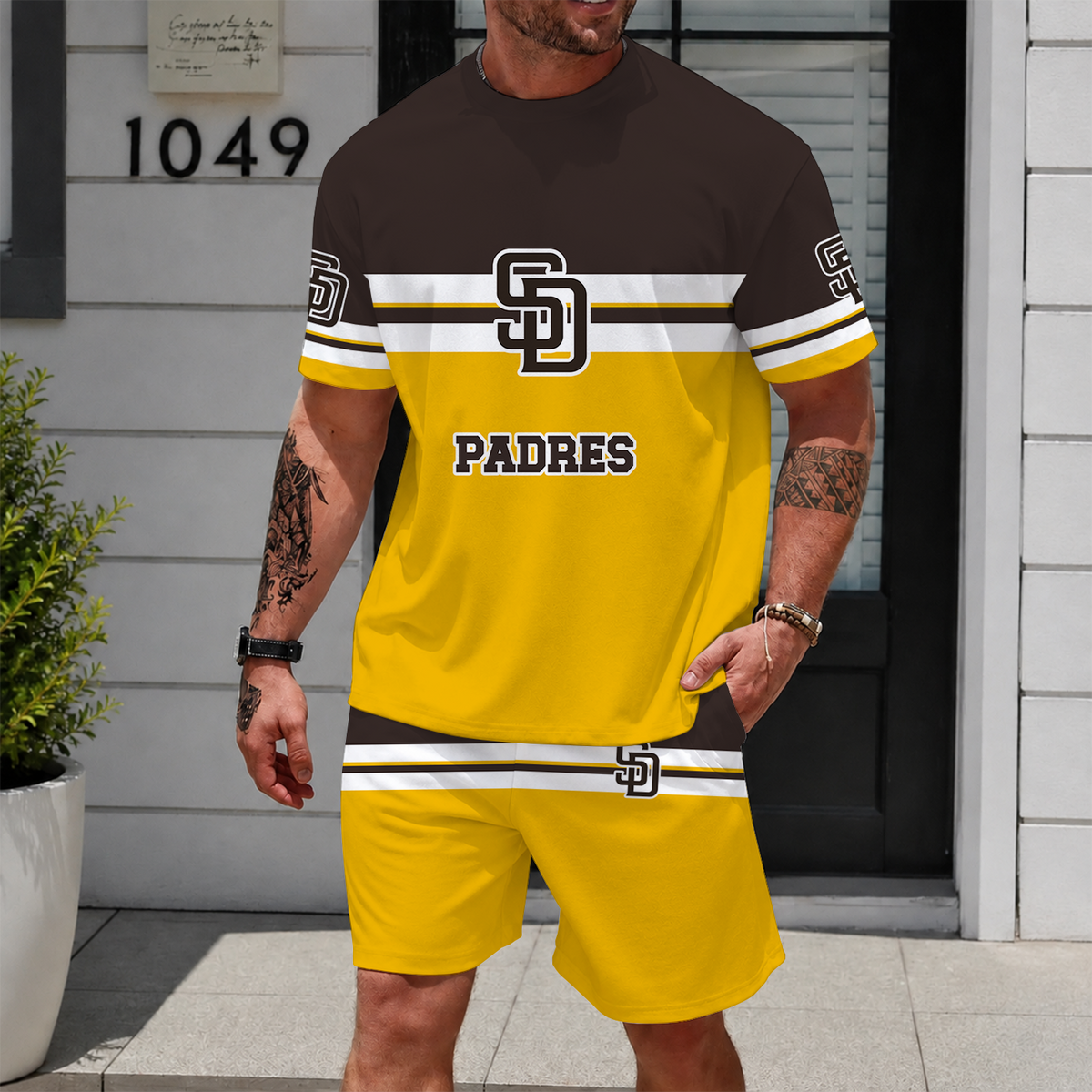 [FLASH SALE] NEW CUSTOMIZED MLB18 SDP SAN DIEGO PADRES UNISEX T-SHIRT & SHORTS SET