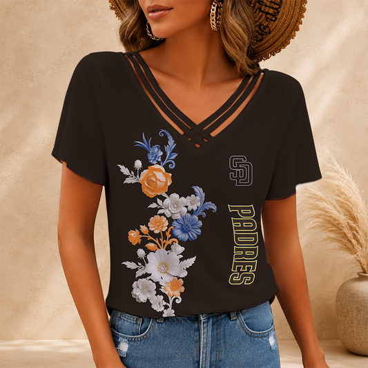 [FLASH SALE] NEW CUSTOMIZED MLB18 SDP SAN DIEGO PADRES V-NECK SHIRT