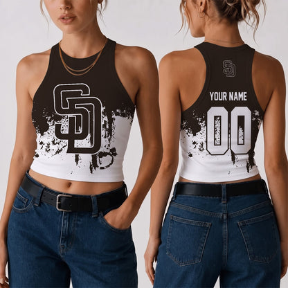 [FLASH SALE] NEW CUSTOMIZED MLB18 SDP THE PADRES WOMEN'S CROP TOP
