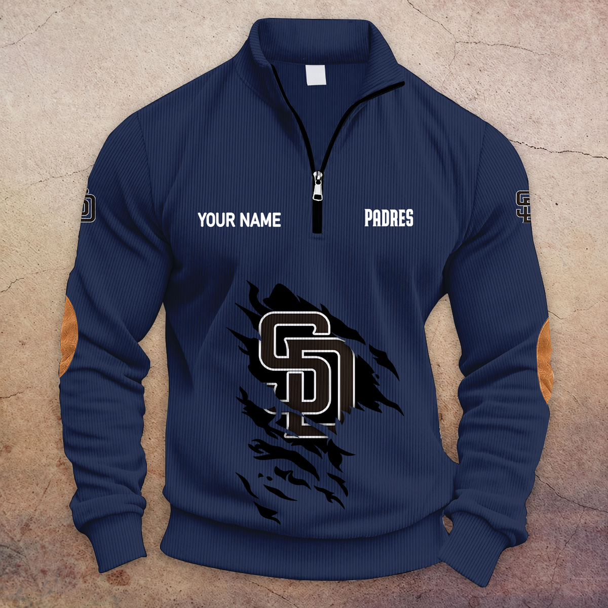 [FLASH SALE] NEW CUSTOMIZED MLB18 SDP SAN DIEGO PADRES MULTICOLOR STRIPED QUATER ZIP SWEATSHIRT